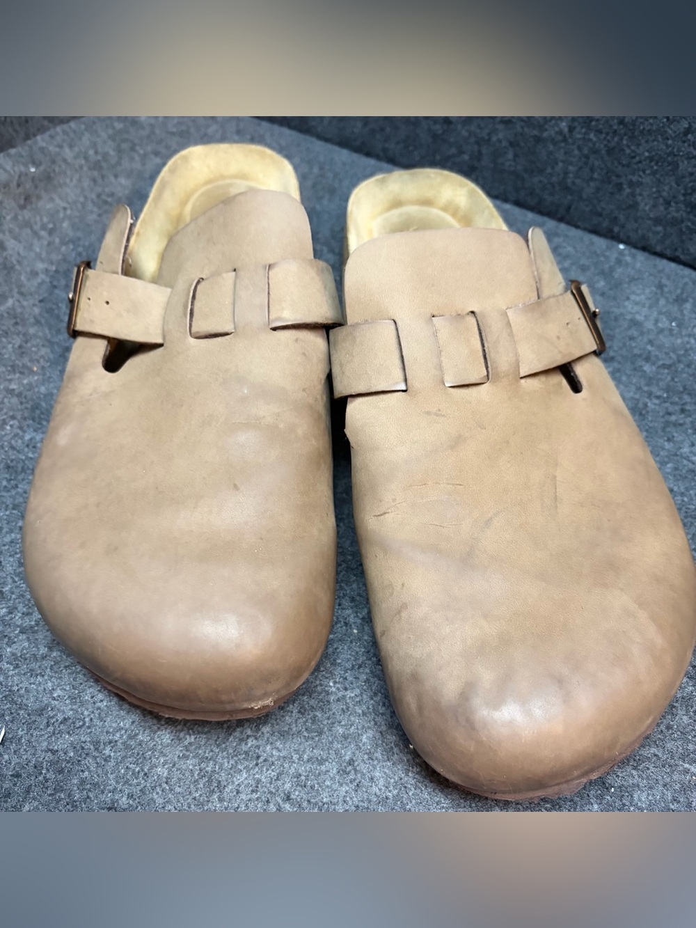 Birkenstock Boston Oiled Leather Soft Footbed Clogs light brown 12 Men's Shoes